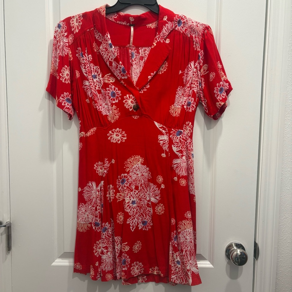 Free People Red Floral dress